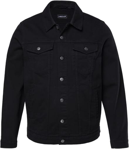 Men Plus - Heren - Jeansjack gekleurd denim borstzakken - Zwart - Maat 4XL