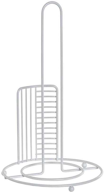 Excellent Houseware Keukenrolhouder - chrome metaal - wit - 18 x 31 cm