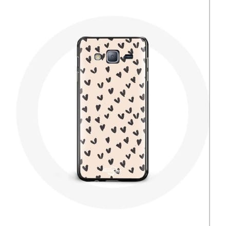 Coque pour Samsung Galaxy j3 2016 Fond de texture abstraite coeurs noirs