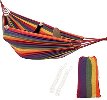 Zware Tweepersoons Hangmat met Opbergtas | Multicolor 200x150 cm