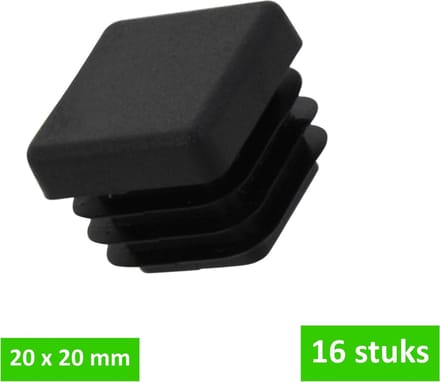 DELTAFIX insteekdop | 20 x 20 mm | zwart kunststof | 16 STUKS