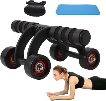 Buikspiertrainer Roller - Core Trainer - Krachttraining Thuis - Antislip Stabiliteit - Met Kniekussen - Zwart