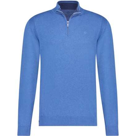 Fellows United - Half zip trui - Mannen - L - Midden Blauw - Katoen - 99.1104