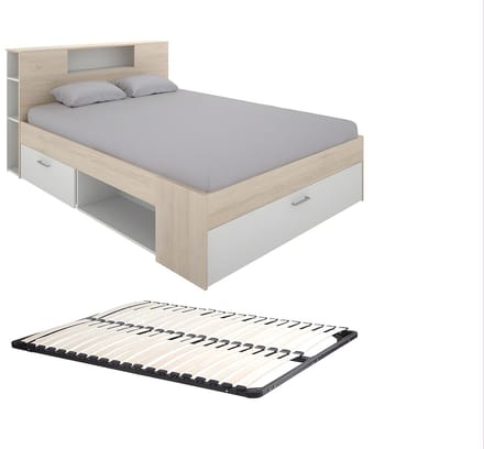Vente-unique Bedframe hout natuurlijk licht, wit 160 x 200 cm