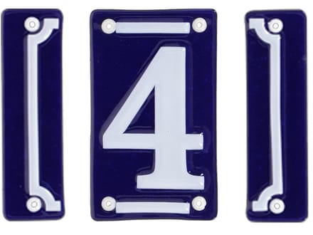 Best for Boots huisnummer 4 - met sierrand - Oudhollands - emaille - blauw/wit