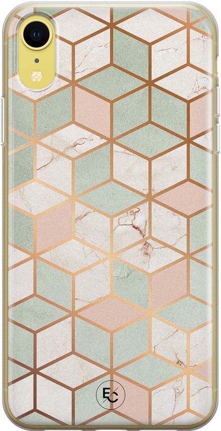 Hoesje geschikt voor iPhone XR - Pastel Kubus - Soft Case - TPU - Print - Multi - ELLECHIQ