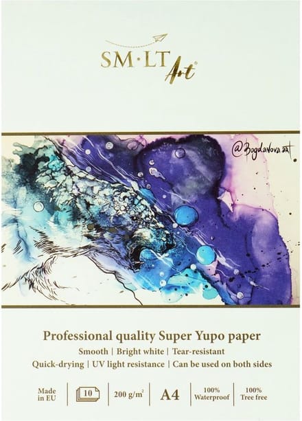 SMLT professioneel papierblok Yupo A4 200gr 10 vel alcoholinkt.