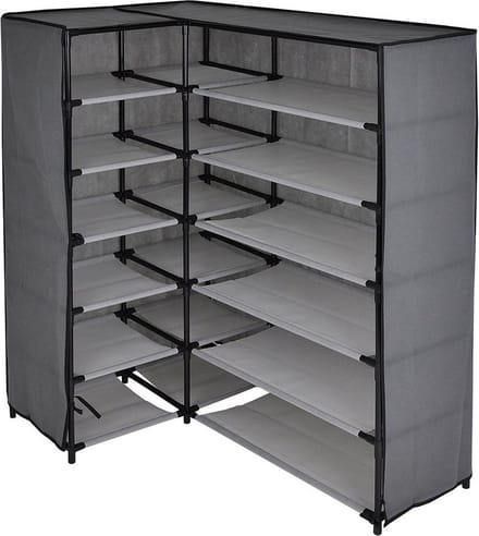 CALICOSY - Hoekschoenkast in behang en metaal H107 cm