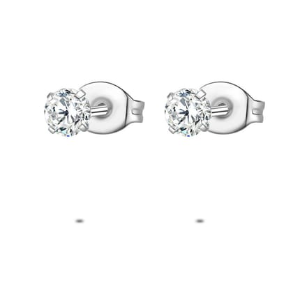 Twice As Nice Oorbellen in edelstaal, 1 zirkonia van 4 mm