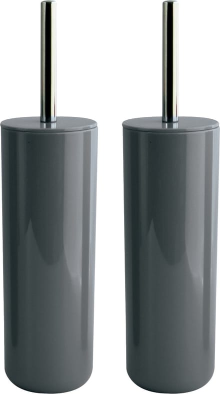 MSV Porto Toilet/wc-borstel houder - 2x - kunststof - donkergrijs - 38 cm