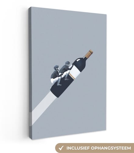 Canvas - Abstract - Wijn - Vliegen - Mensen - Abstracte - 20x30 cm - Schilderij - Canvasdoek