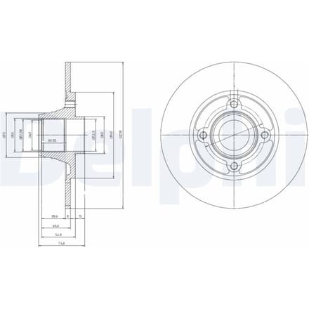 Remschijf DELPHI BG9033RS achter, volledig, 1 Stuk