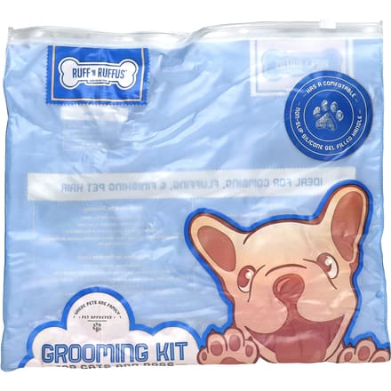 Ruff 'N Ruffus, kit de toilettage pour chats et chiens, bleu, 1 manche avec gel de silicone blue
