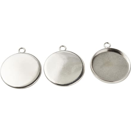 Hanger with 1 eye, Round, 20mm Top, Platinum