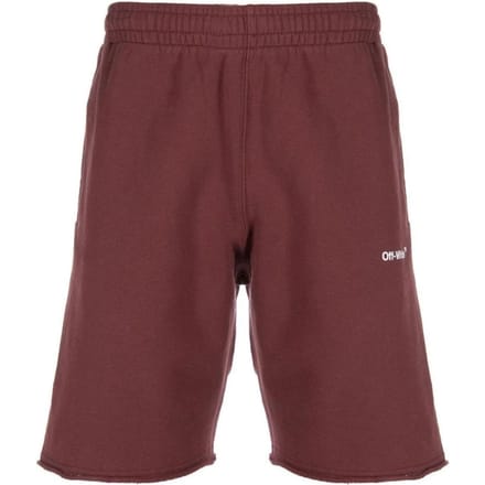 Gebroken witte Diag Helvetica bordeauxrode sweatshort