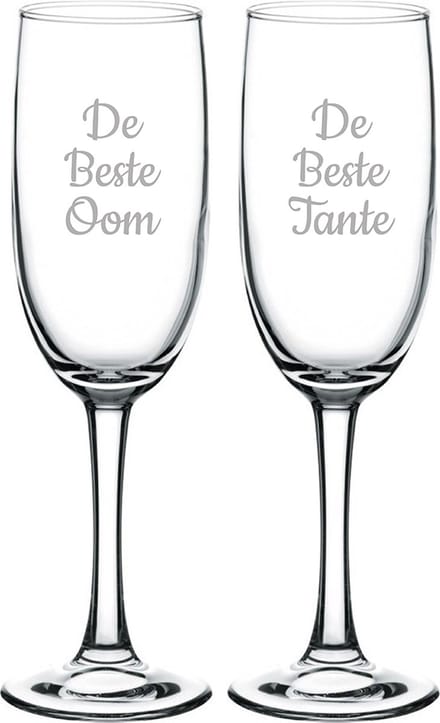 Gegraveerde Champagneglas 16,5cl De Beste Tante-De Beste Oom