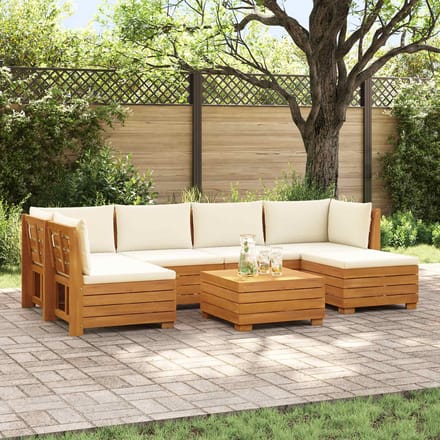 vidaXL - 7 - st - Buiten - bank - set - Massief - Acacia - Hout - Bruin