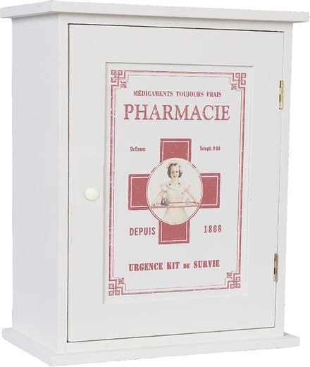 Clayre & Eef Medicijnkastje 24x13x30 cm Wit Hout