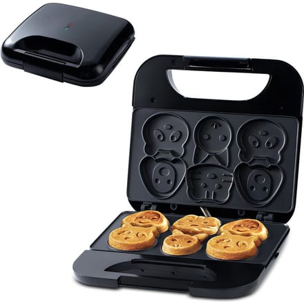 Mini gaufrier pour animaux Faites 6 crêpes différentes en forme de chat et de chien Gaufrier électrique antiadhésif US Plug noir