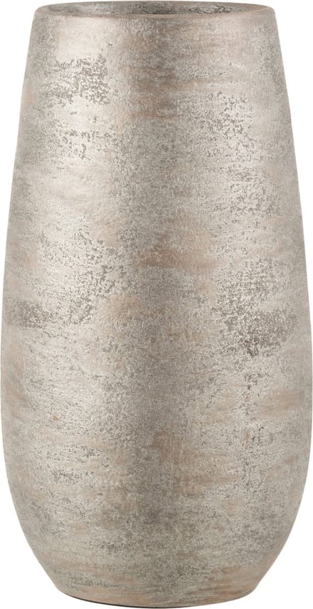 J-Line vaas Oneffen Ruw - keramiek - zilver - large - 41 cm hoog