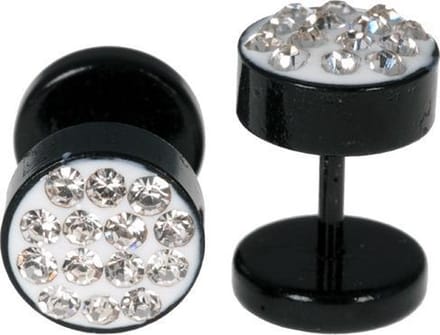 Stalen Stud oorbellen Black Chrystal 8mm