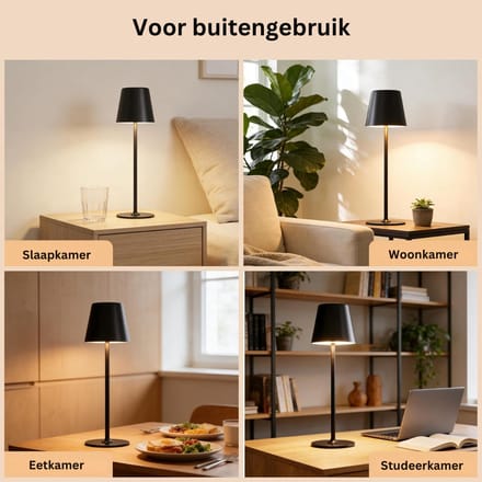 HEZIVO® Tafellamp Oplaadbaar - Leeslamp Dimbaar - Warm Licht - Zwart