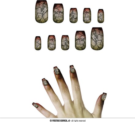Fiestas Guirca - Zombie nagels met lijm (10 stuks)