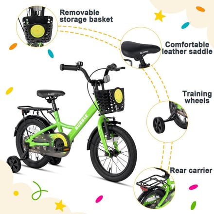 Kinderfiets - Loopfiets - Leren fietsen - Met zijwieltjes - 16 inch - Groen