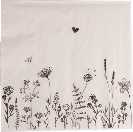 Clayre & Eef Servetten Papier Set van 20 33x33 cm (20) Beige Papier Bloemen