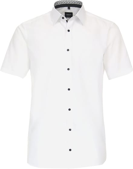 VENTI modern fit overhemd - korte mouw - popeline - wit - Strijkvrij - Boordmaat: 41
