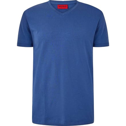 Hugo Heren effen V-hals T-shirt (Medium Blauw)