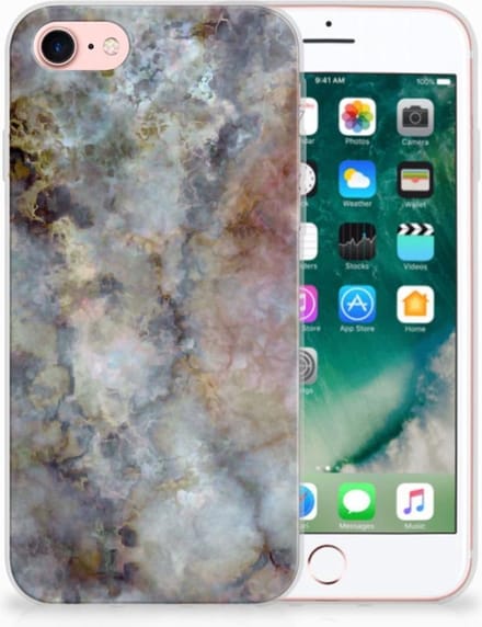 iPhone SE 2022 | SE 2020 | 8 | 7 TPU Siliconen Hoesje Marmer Grijs