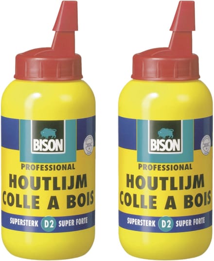 Bison Houtlijm 250 gram - 2x - supersterk - transparant - voor hout en meer