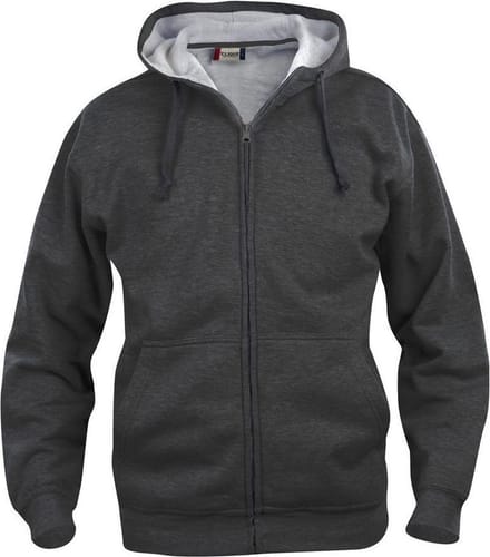 Basic hoody full zip antraciet mélange 3xl