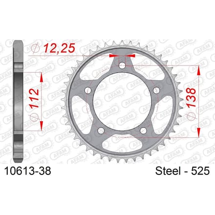 Stalen tandwiel Afam 525 38 dents