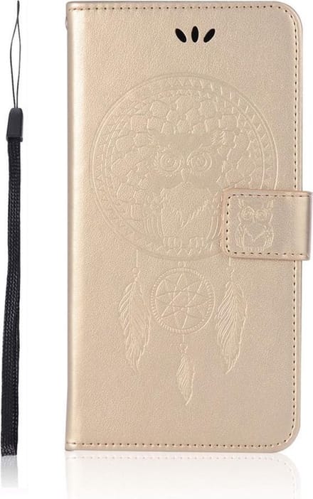 Shop4 - Asus Zenfone Max Pro (M2) Hoesje - Wallet Case Dromenvanger Uil Goud
