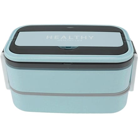 Double Layer Bento Box 316 Stainless Steel Compartment Portable Lunch Box with Cutlery for Work L bleu ciel