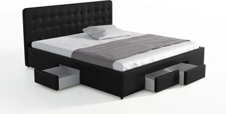 Meubella - Tweepersoonsbed Milo - Zwart - 180x200 cm