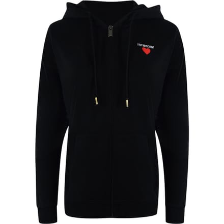 Love Moschino Small Bold Heart Logo Black Zip Hoodie