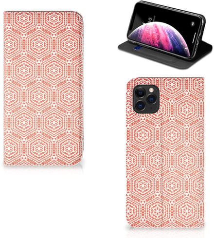 Apple iPhone 11 Pro Max Hoesje met Magneet Pattern Orange
