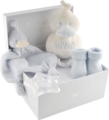 BAMBAM Cadeaudoos Eend, bijtring, sokjes - Blauw - Baby cadeau