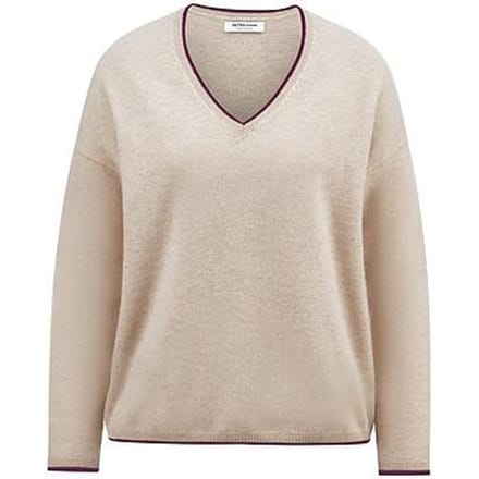 Trui V-hals 100% kasjmier Van Peter Hahn beige