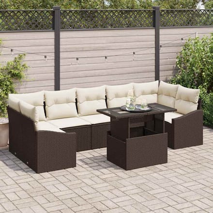 vidaXL - Tuinbank - Set - 8 - st - Bruin - en - Crème - poly - rattan