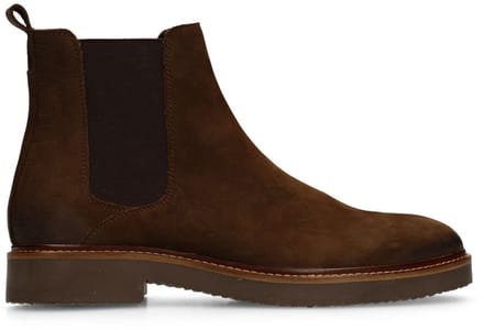 Manfield - Heren - Taupe nubuck chelsea boots - Maat 46
