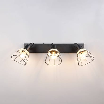 Reality Leuchten Plafondlamp Jerome, lengte 62 cm, 3-lamps, matzwart metaal