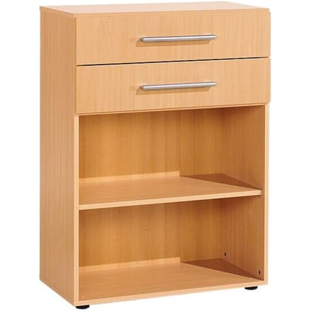 PALENQUE combi-boekenkast, 3 OH, 2 open vakken + 2 laden, B 800 x D 400 x 1104 mm, beukendecor