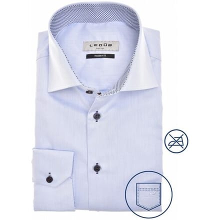 Ledûb Overhemd Dot Collar Contrast Licht Blauw / male