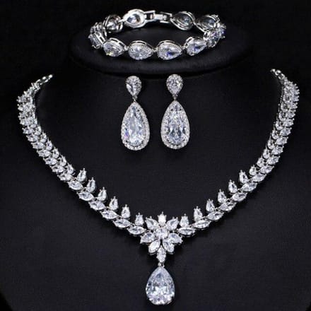 100% 925 Sterling Zilver Smaragd Topaas Citrien Amethist Edelsteen Ketting/Oorbellen/Armbanden Sieraden Sets 45 cm wit