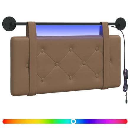 vidaXL - Hangend - hoofdbord - Met - LED-verlichting - Cappuccino - Kunstleer