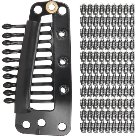 100 stuks 10 Tanden Pruikklem RVS DIY Haarpiece Drukknoopklem voor HaarextensieZwart gray